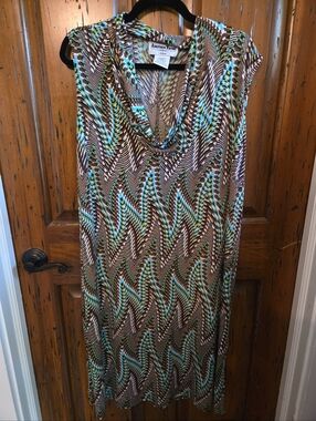 Another Time Brown & Teal Sleeveless Cowl Neck Maxi Dress